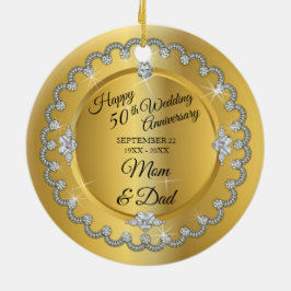 Elegant Gold Diamonds 50th Wedding Jubileum Keramisch Ornament