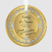 Elegant Gold Diamonds 50th Wedding Jubileum Ornament (achterkant)