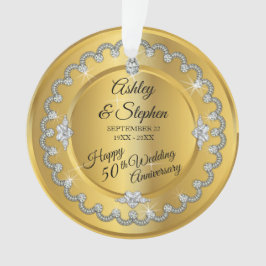 Elegant Gold Diamonds 50th Wedding Jubileum Ornament