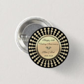 Elegant Gold Diamonds 50th Wedding Jubileum Ronde Button 3,2 Cm (Voorkant /achterkant)