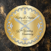 Elegant Gold Diamonds 50th Wedding Jubileum Ronde Klok