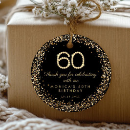 Elegant Gold Diamonds 60th Birthday Favor Tags Bedankjes Labels