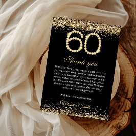Elegant Gold Diamonds 60th Birthday Thank you Card Bedankkaart