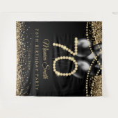 Elegant Gold Diamonds 70th Birthday Party Backdrop Wandkleed (Voorkant (horizontaal))
