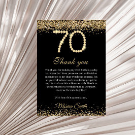 Elegant Gold Diamonds 70th Birthday Thank you Card Bedankkaart