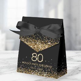 Elegant Gold Diamonds 80th Birthday Favor Box Bedankdoosjes