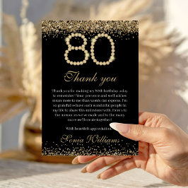 Elegant Gold Diamonds 80th Birthday Thank You Card Bedankkaart
