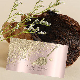 Elegant Gold Diamonds Broom Maid Cleaning House Visitekaartje