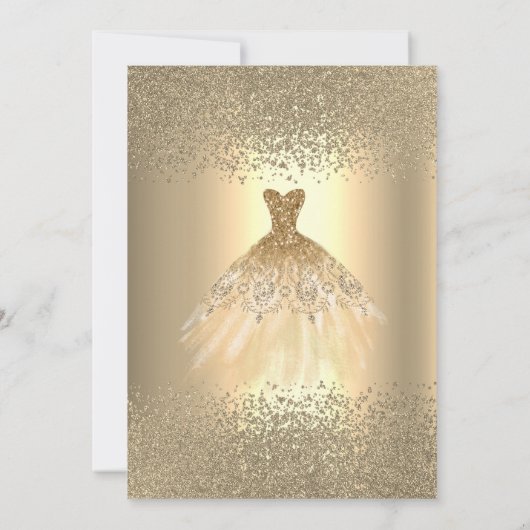 Elegant Gold Diamonds Dress Bridal Luncheon Kaart (Achterkant)