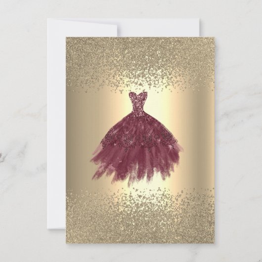 Elegant Gold Diamonds dress, Flowers Vrijgezellenf Kaart (Achterkant)