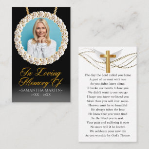 Elegant Gold Diamonds Foto Funeral Prayer Kaart Visitekaartje