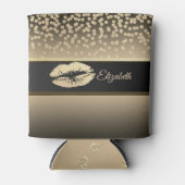 Elegant Gold Diamonds-Glittery Lip-op maat gemaakt Blikjeskoeler (Voorkant)