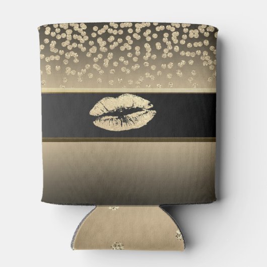 Elegant Gold Diamonds-Glittery Lip-op maat gemaakt Blikjeskoeler (Achterkant)