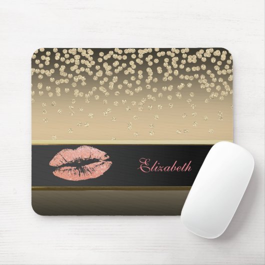 Elegant Gold Diamonds - Glittery Lip-Personalized Muismat (Met muis)