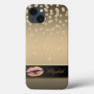 Elegant Gold Diamonds - Glittery Lips Case-Mate iPhone Case