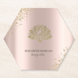 Elegant Gold Diamonds Lotus Rose Goud Schoonheidss Kartonnen Onderzetters