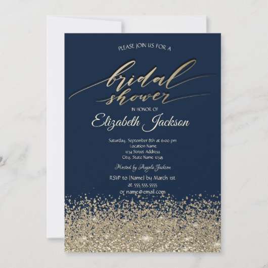 Elegant Gold Diamonds Navy Blue Vrijgezellenfeest Kaart (Voorkant)