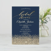 Elegant Gold Diamonds Navy Blue Vrijgezellenfeest Kaart (Staand voorkant)