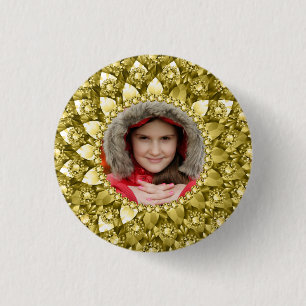 Elegant Gold Diamonds print foto-Lijst Ronde Button 3,2 Cm