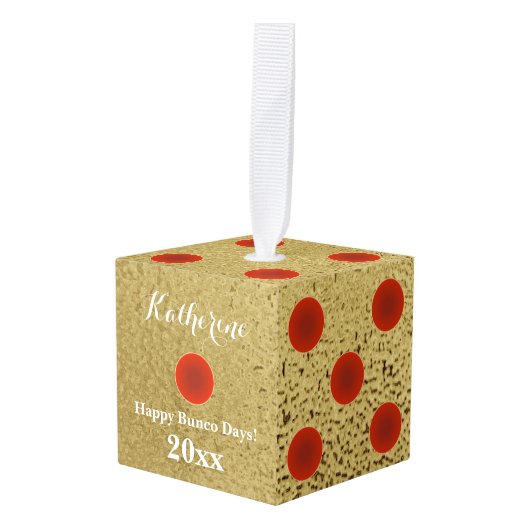 Elegant Gold Dice KerstBunco Decoratie (Voorkant hoekig)