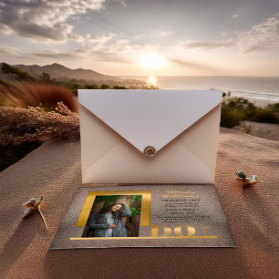 Elegant Gold DO Caduceus Foto Afstuderen Acryl Uitnodigingen