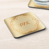 Elegant Gold Doily Design Monogramed Bier Onderzetter (Linkerzijde)