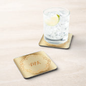 Elegant Gold Doily Design Monogramed Bier Onderzetter (Rechterzijde)