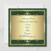 Elegant Gold Donker Groene Zijde Zijde/Satin Uitno Kaart (Achterkant)