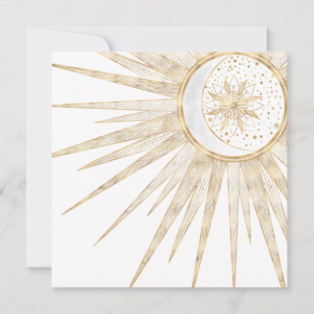 Elegant Gold Doodles Sun Moon Mandala Design (Voorkant)