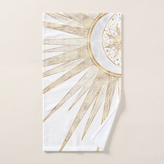 Elegant Gold Doodles Sun Moon Mandala Design Bad Handdoek (Handdoek)