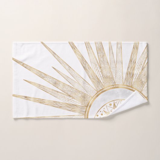 Elegant Gold Doodles Sun Moon Mandala Design Bad Handdoek (Handdoek)