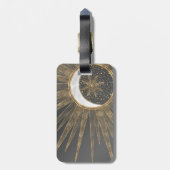 Elegant Gold Doodles Sun Moon Mandala Design Bagagelabel (Achterkant verticaal)