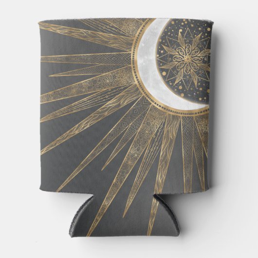 Elegant Gold Doodles Sun Moon Mandala Design Blikjeskoeler (Voorkant)