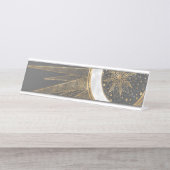 Elegant Gold Doodles Sun Moon Mandala Design Bureau Naambordje (Voorkant)