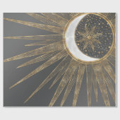 Elegant Gold Doodles Sun Moon Mandala Design Cadeaupapier (Vlak)
