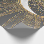 Elegant Gold Doodles Sun Moon Mandala Design Cadeaupapier (Hoek)