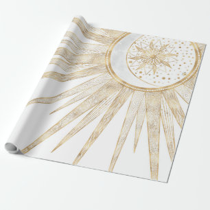 Elegant Gold Doodles Sun Moon Mandala Design Cadeaupapier