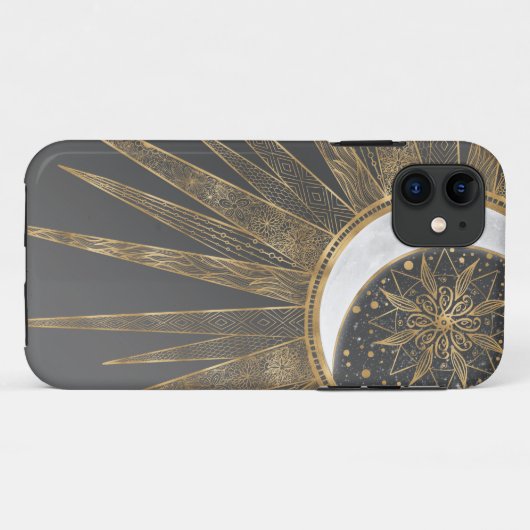 Elegant Gold Doodles Sun Moon Mandala Design Case-Mate iPhone Case (Achterkant (horizontaal))
