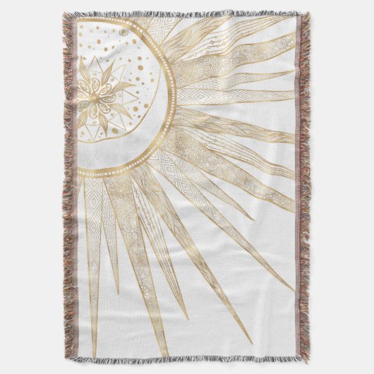 Elegant Gold Doodles Sun Moon Mandala Design Deken (Voorkant Verticaal)