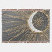 Elegant Gold Doodles Sun Moon Mandala Design Deken (Voorkant)