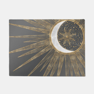 Elegant Gold Doodles Sun Moon Mandala Design Deurmat