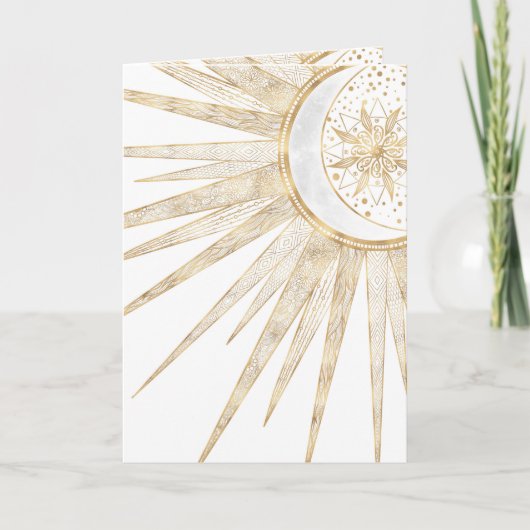 Elegant Gold Doodles Sun Moon Mandala Design Feestdagen Kaart (Voorkant)