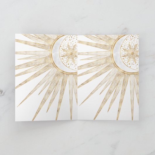 Elegant Gold Doodles Sun Moon Mandala Design Feestdagen Kaart (Binnen)