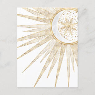 Elegant Gold Doodles Sun Moon Mandala Design Feestdagenkaart