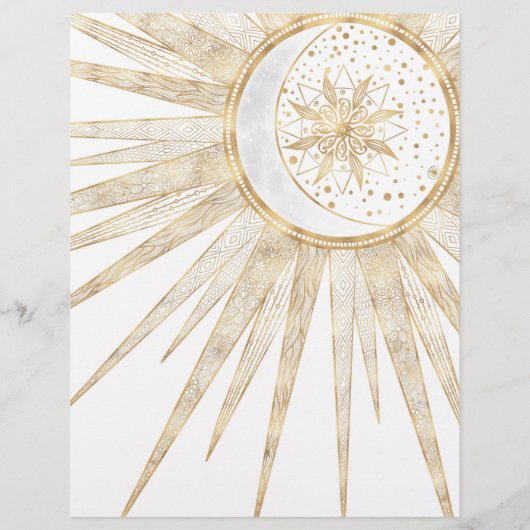 Elegant Gold Doodles Sun Moon Mandala Design Flyer (Achterkant)