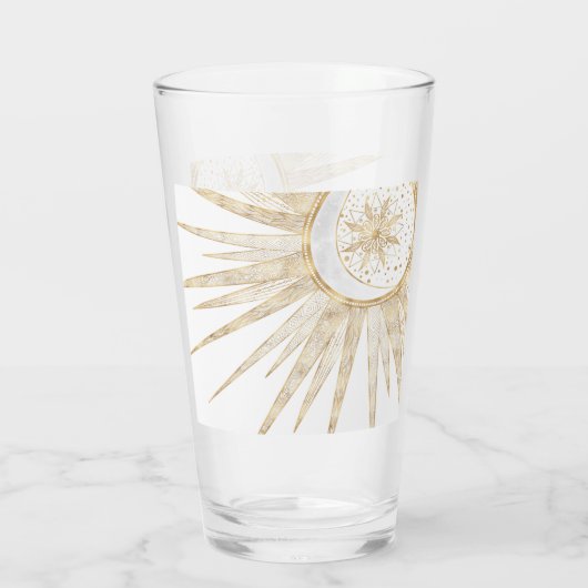 Elegant Gold Doodles Sun Moon Mandala Design Glas (Achterkant)