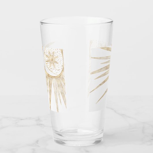 Elegant Gold Doodles Sun Moon Mandala Design Glas (Rechts)