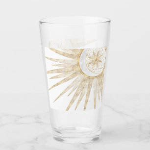 Elegant Gold Doodles Sun Moon Mandala Design Glas