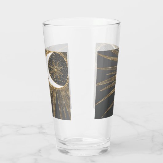 Elegant Gold Doodles Sun Moon Mandala Design Glas (Rechts)