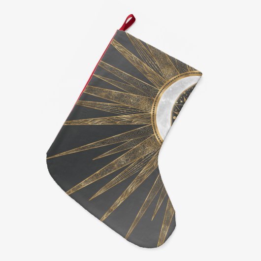 Elegant Gold Doodles Sun Moon Mandala Design Grote Kerstsok (Voorkant (Hangend))